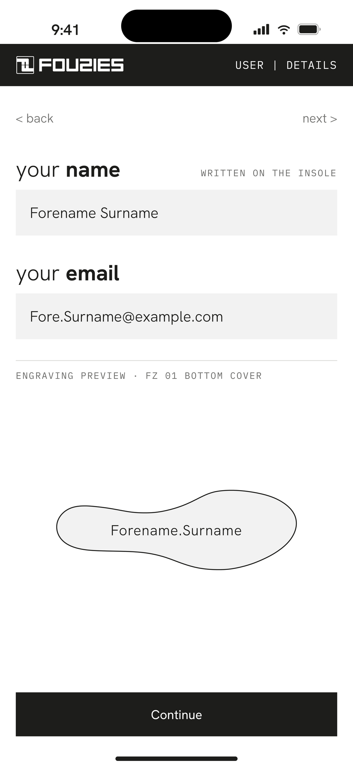 Name und E-Mail