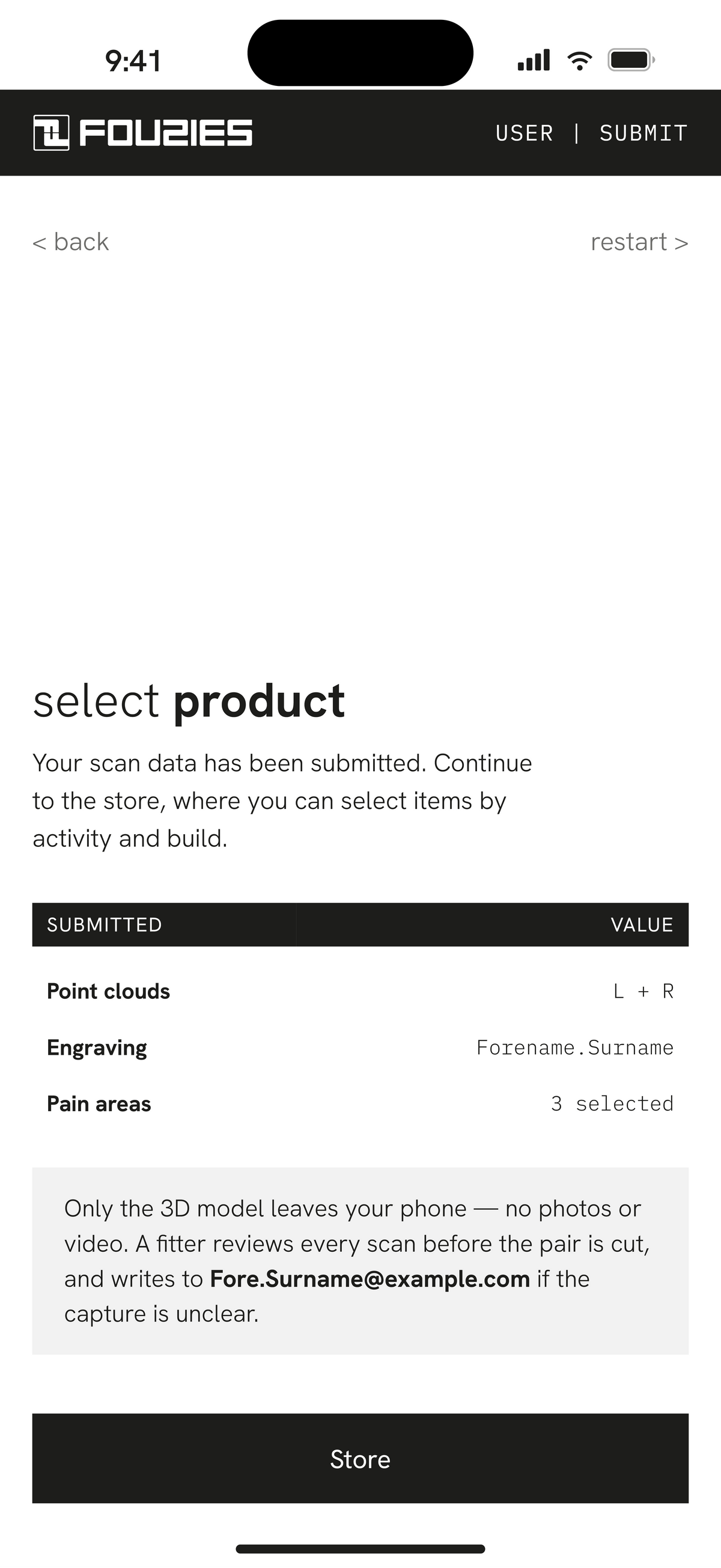 Summary screen